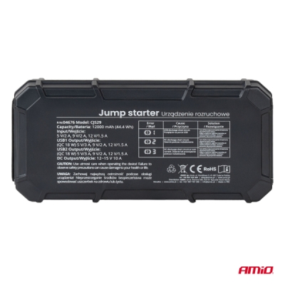 AMiO - Štartovacie zariadenie 3in1 12V 12Ah 1000A PRO