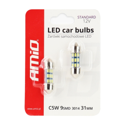 AMiO - LED žiarovky STANDARD 3014 9SMD Festoon C5W C10W C3W 31mm White 12V