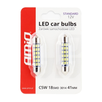 AMiO - LED žiarovky STANDARD 3014 18SMD Festoon C5W C10W C3W 41mm White 12V