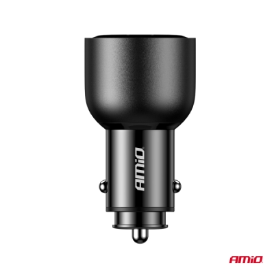 AMiO - Nabíjačka do auta 2x USB C port + USB A port 12/24V 95W