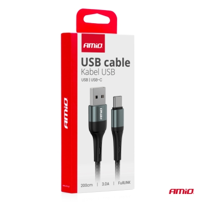 AMiO - Kábel USB na USB-C 3A 200cm FullLINK