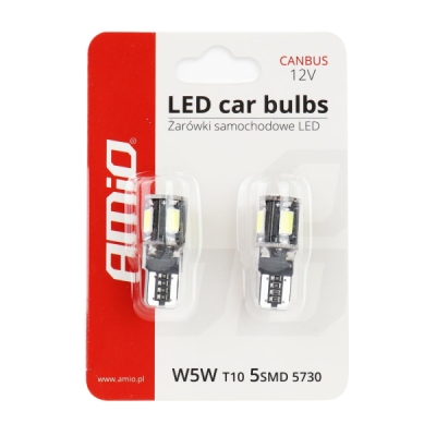 AMiO - LED žiarovky CANBUS 5SMD 5730 T10 (W5W) White