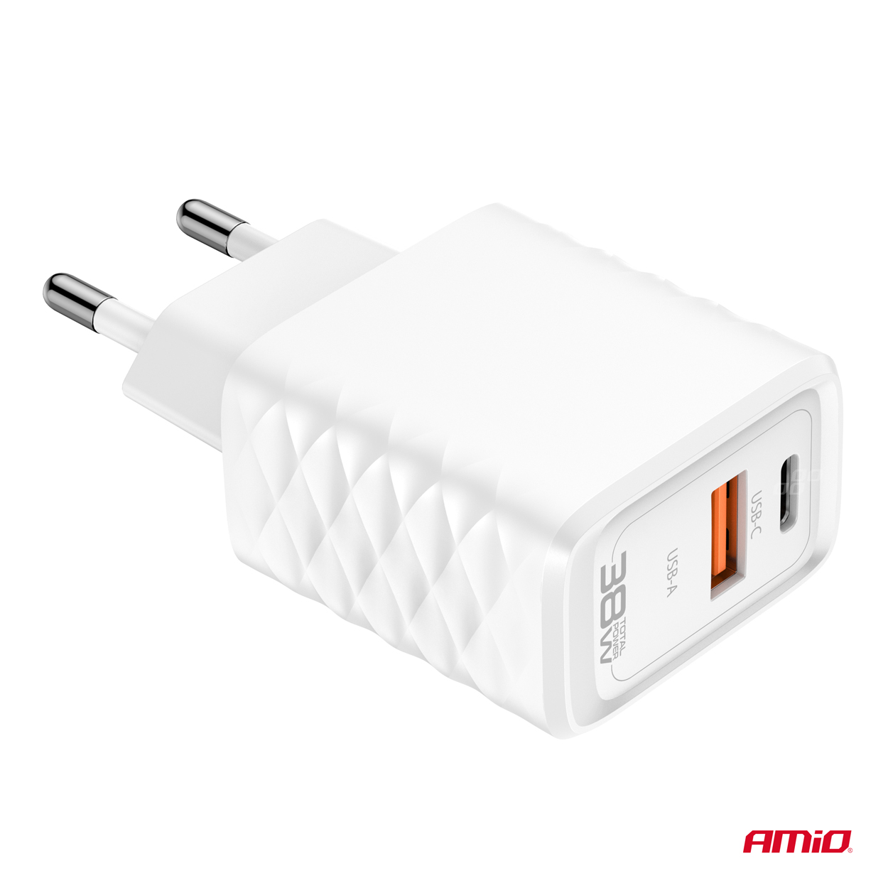 AMiO - Sieťová nabíjačka Quick Charger GaN 38W USB-A + USB-C