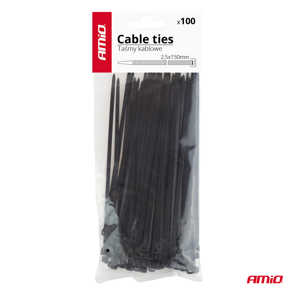 AMiO - Sťahovacie pásky čierne 2,5x100mm - 100ks