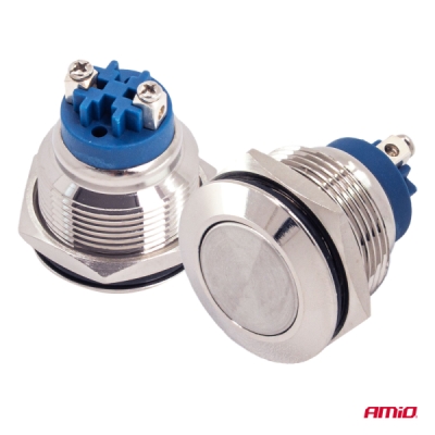 AMiO - Prepínač plochý oceľový ON/OFF 19mm 5A 12/230V