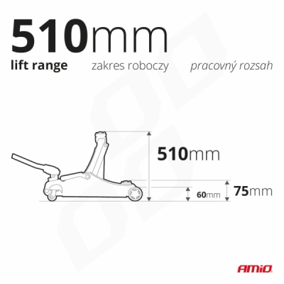 AMiO - Hydraulický nízkoprofilový zdvihák 3T CE 75/510mm