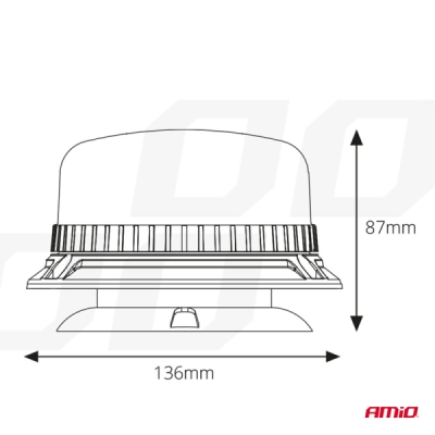 AMiO - Výstražný maják W03M magnetický R65 R10 36LED 12 / 24V IP56