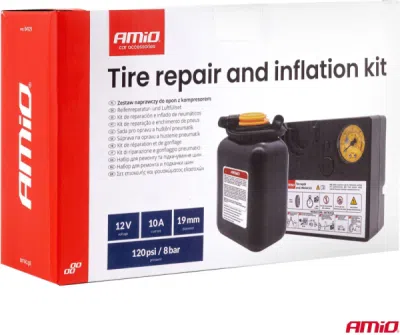 AMiO - Súprava na opravu a hustenie pneumatík 19mm 12V 04929