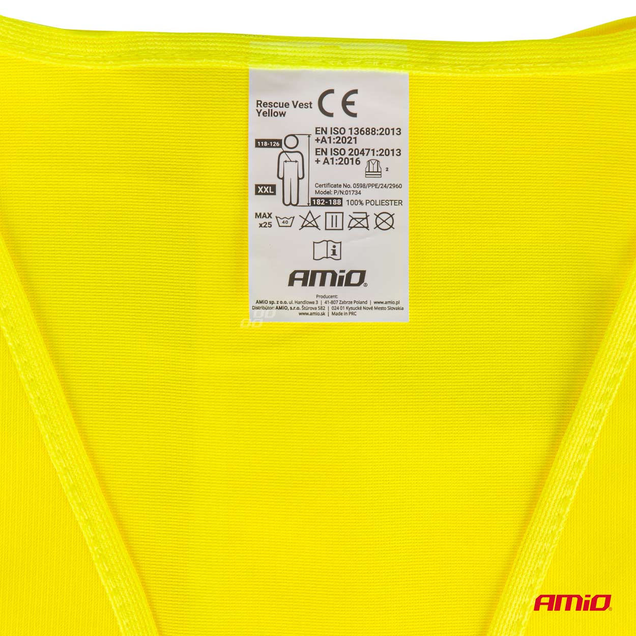 AMiO - Reflexná vesta XXL žltá s certifikátom