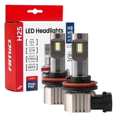 AMiO - LED žiarovky hlavného svietenia Séria H25 CANBUS H8 H9 H11 H16 12V 31W