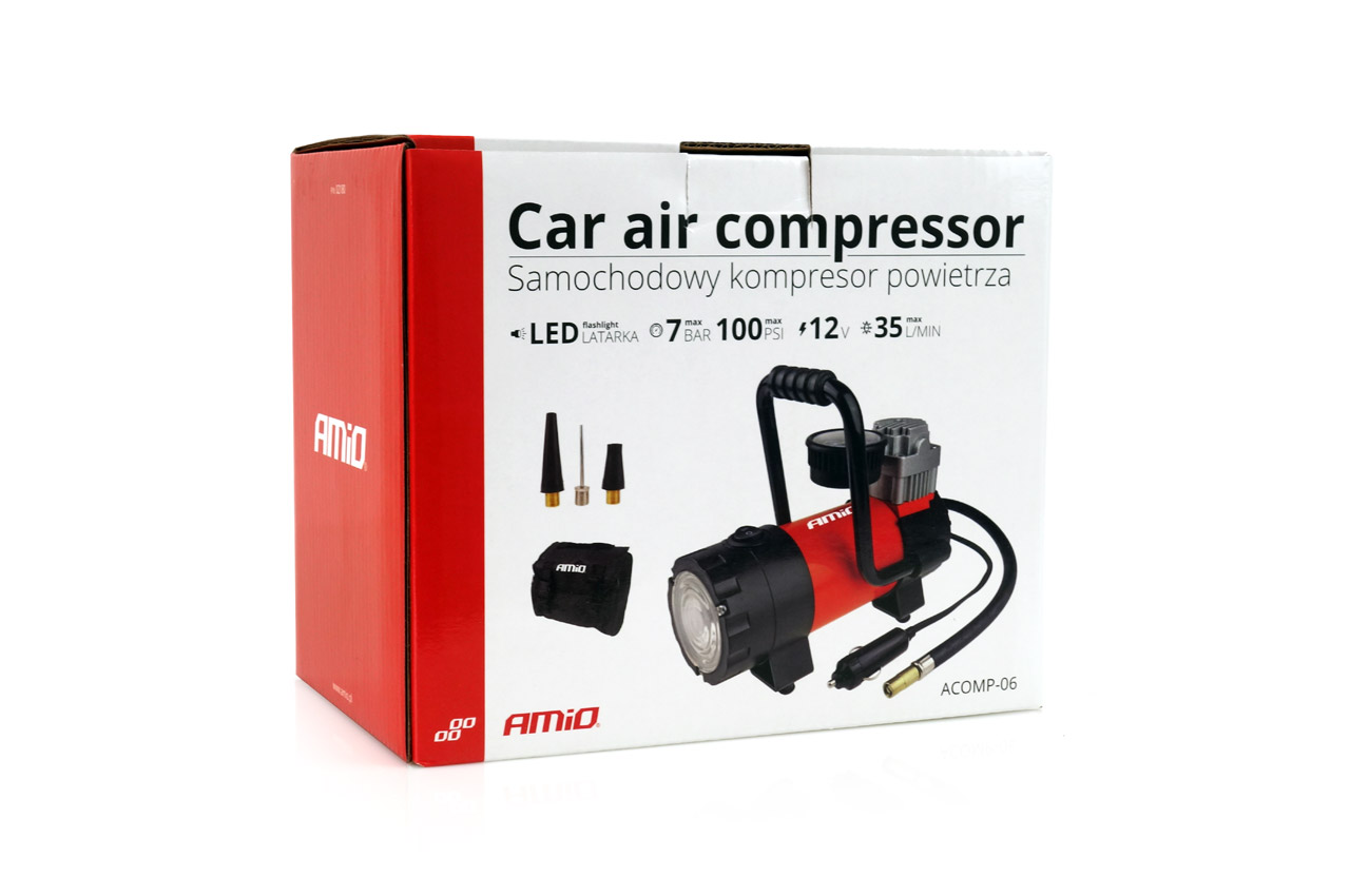 AMiO - Vzduchový kompresor do auta 12V HQ LED ACOMP-06
