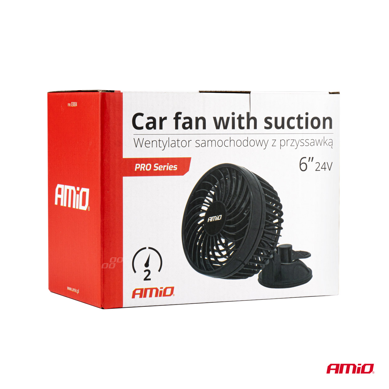 AMiO - Ventilátor do auta s prísavkou 6" 24V