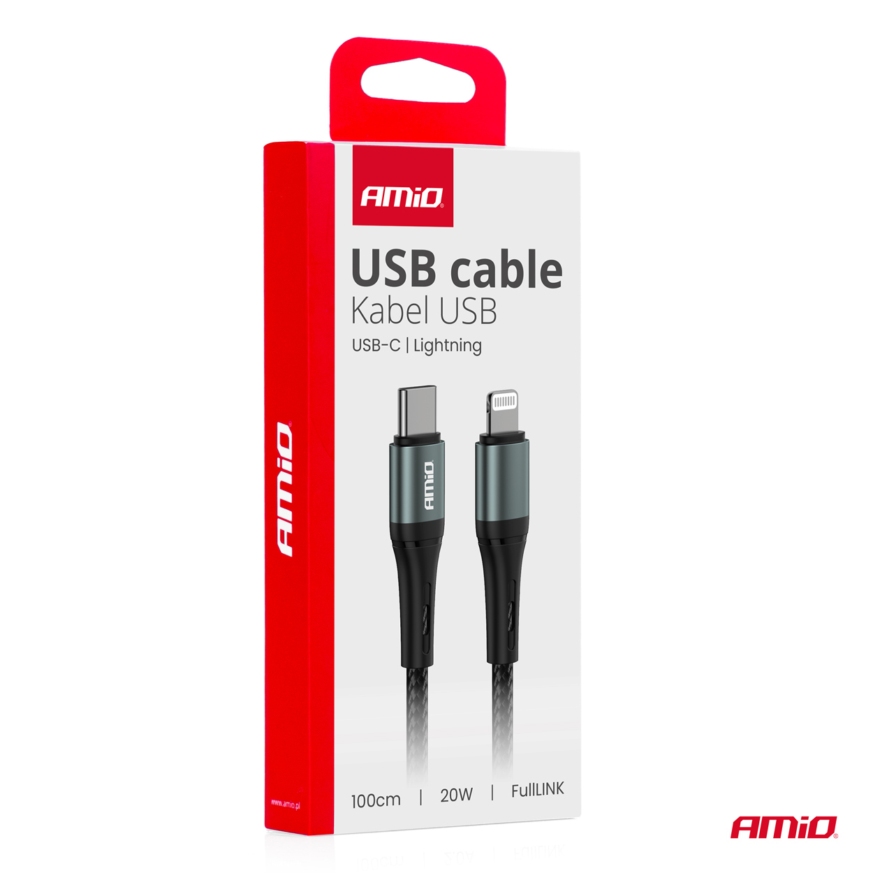 AMiO - Kábel 'USB-C na Lightning 20W 100cm FullLINK