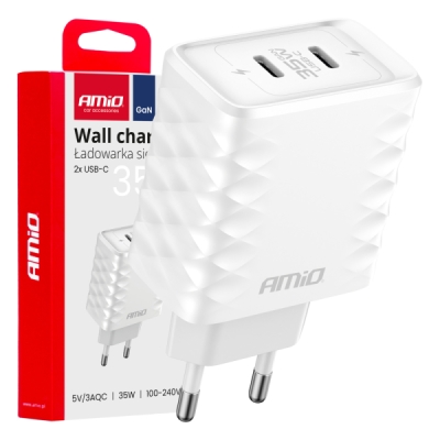 AMiO - Sieťová nabíjačka Quick Charger 35W 2xUSB-C