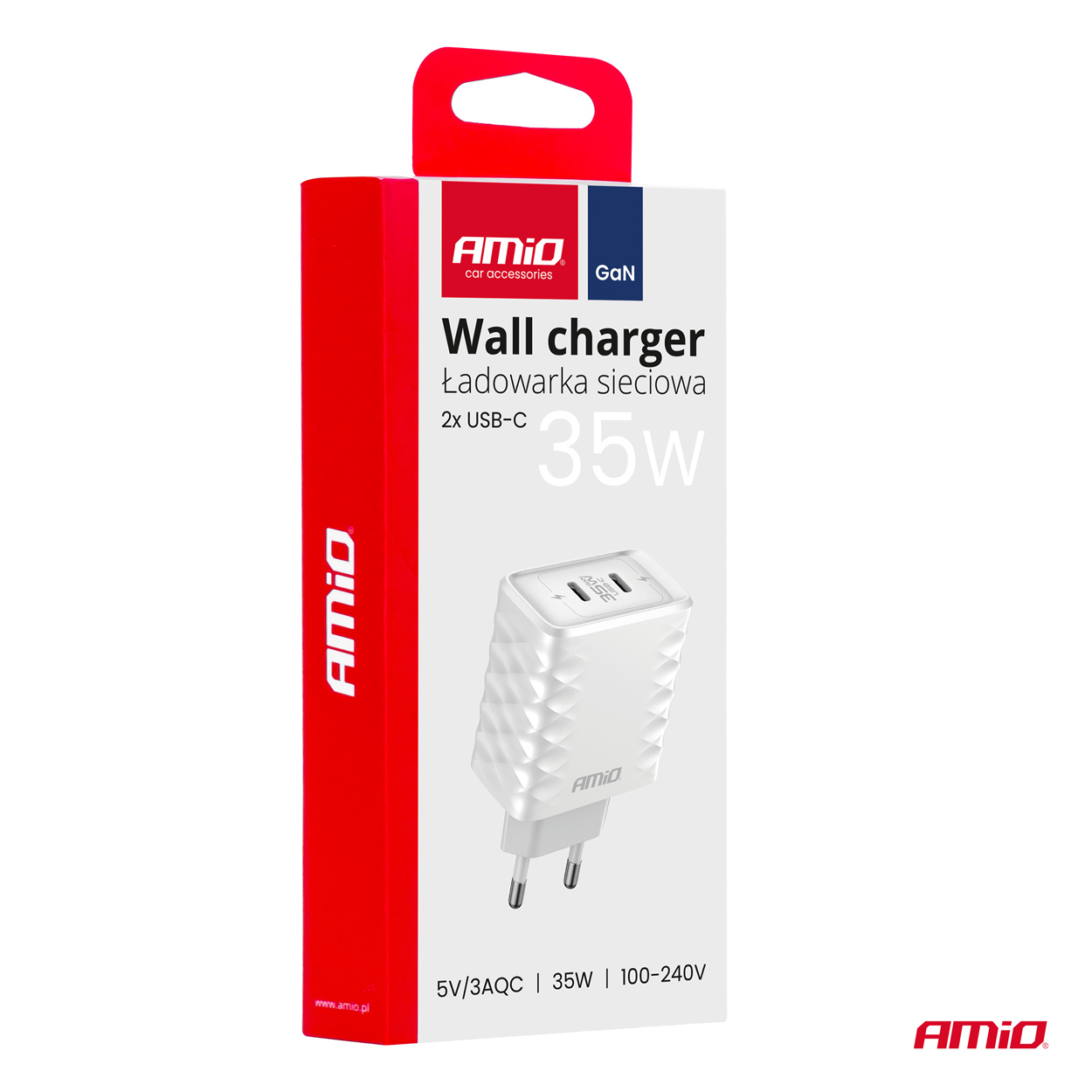 AMiO - Sieťová nabíjačka Quick Charger 35W 2xUSB-C