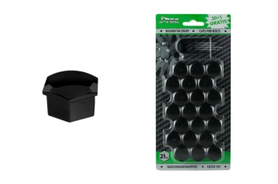 J-TEC - Sada krytiek pre skrutky kolies 21 mm - čierne
