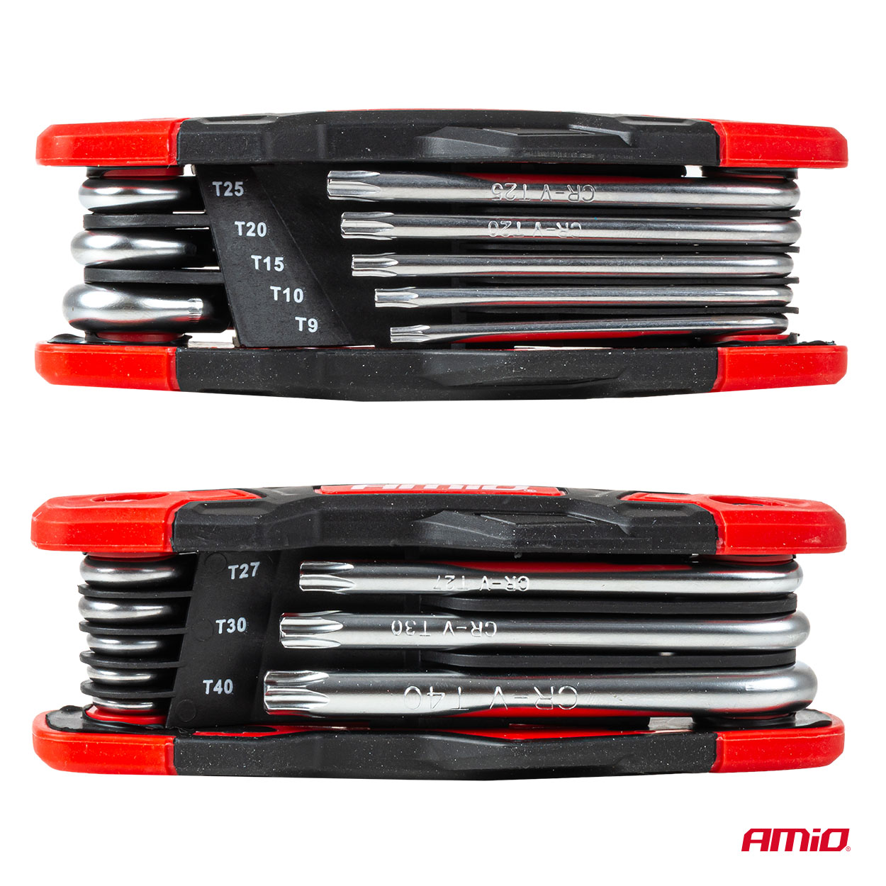 AMiO - Torx kľúče, skladacie, 8ks, CRV