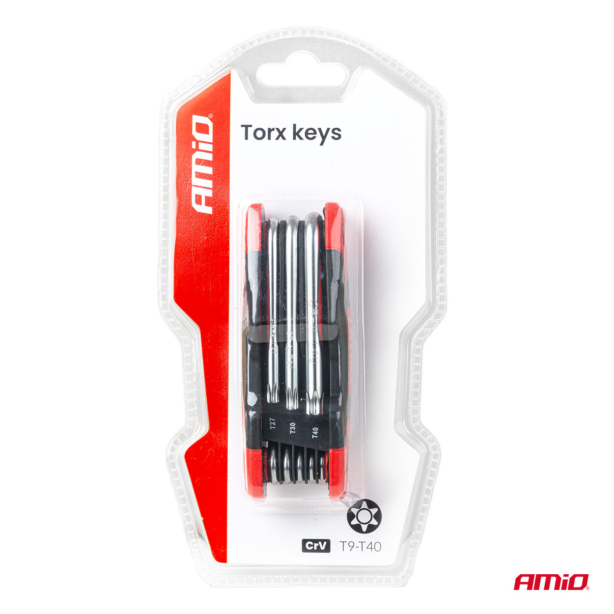 AMiO - Torx kľúče, skladacie, 8ks, CRV