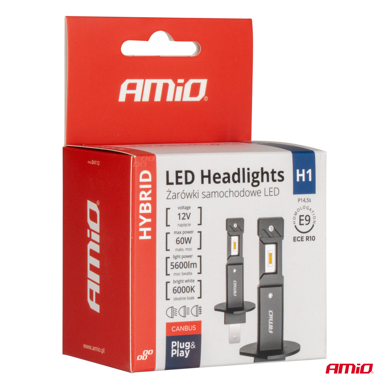 AMiO - LED žiarovky hlavného svietenia Hybrid séria H1 6000K Canbus 60W