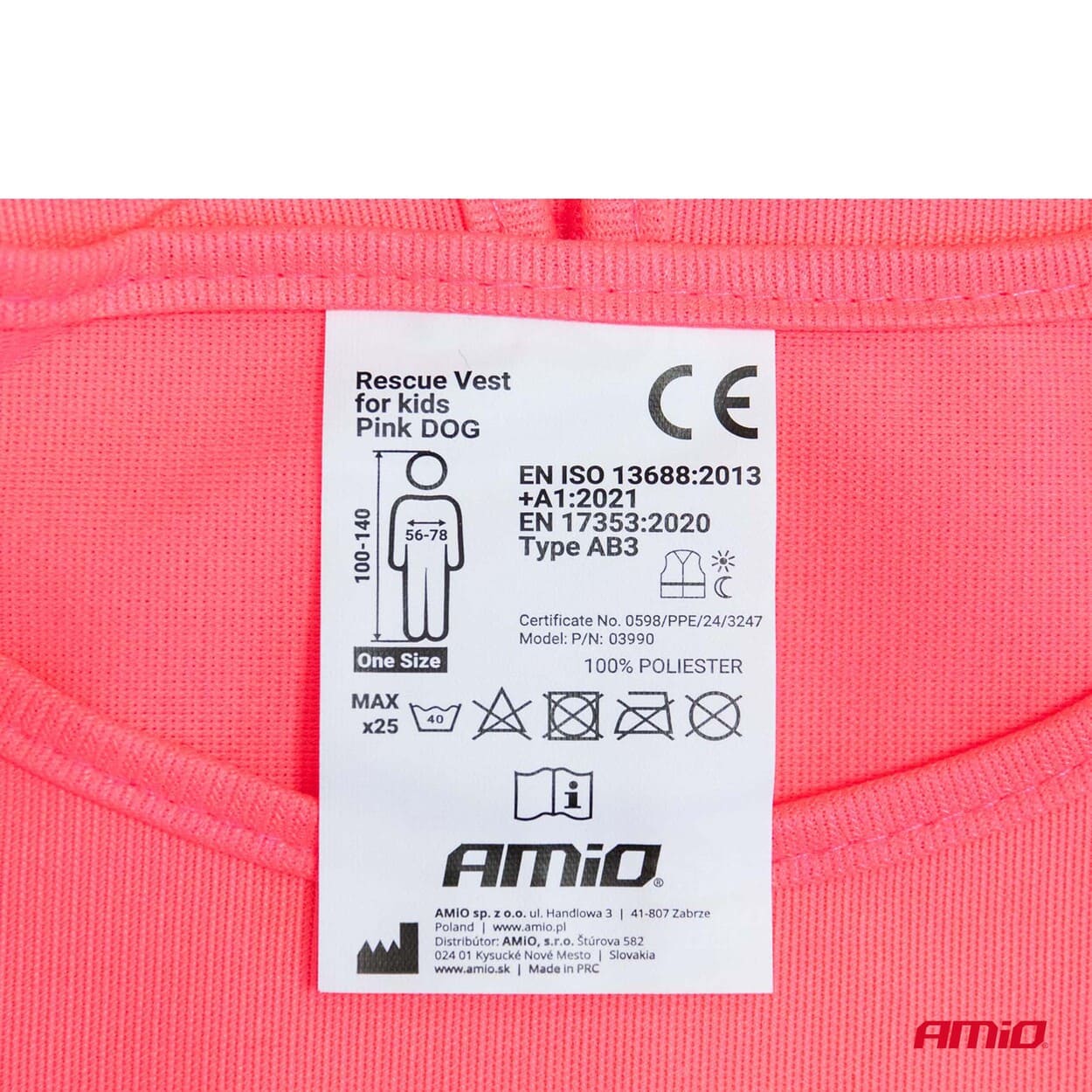 AMiO - Reflexná vesta detská ružová DOG