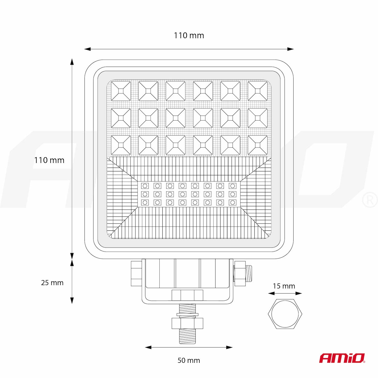 AMiO - Pracovné LED svetlo AWL12 42 LED COMBO (2 funkcje) 9-36V
