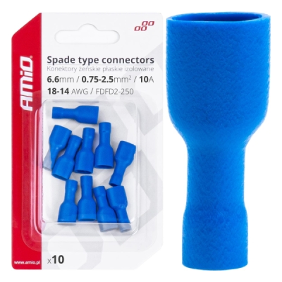 AMiO - Elektrické konektory izolované – samica (násuvka) 6.6mm 0,75-2,5mm2 15A 10ks