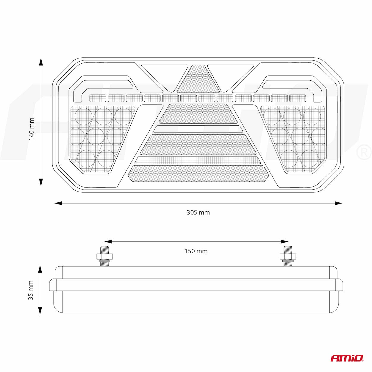 AMiO - Svetlo zadné združené LED dynamické ĽAVÉ RCL-04-L