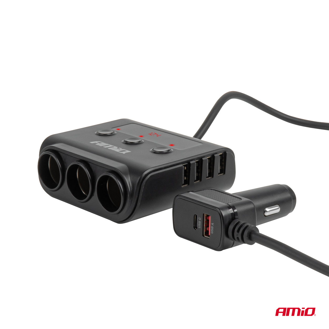 AMiO - Predlžovacia zásuvka s nabíjačkou 4xUSB-A QC3.0 PD 3.0 180 W