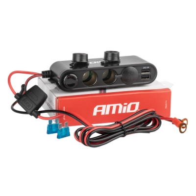 AMiO - Predlžovacia zásuvka s voltmetrom USB USB-C 12/24V