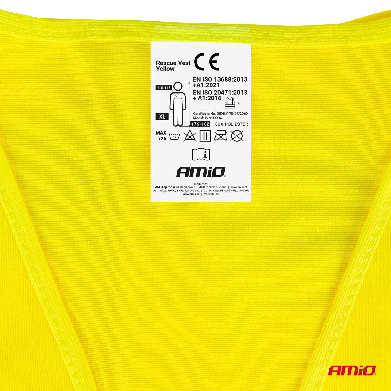 AMiO - Reflexná vesta XL žltá s certifikátom
