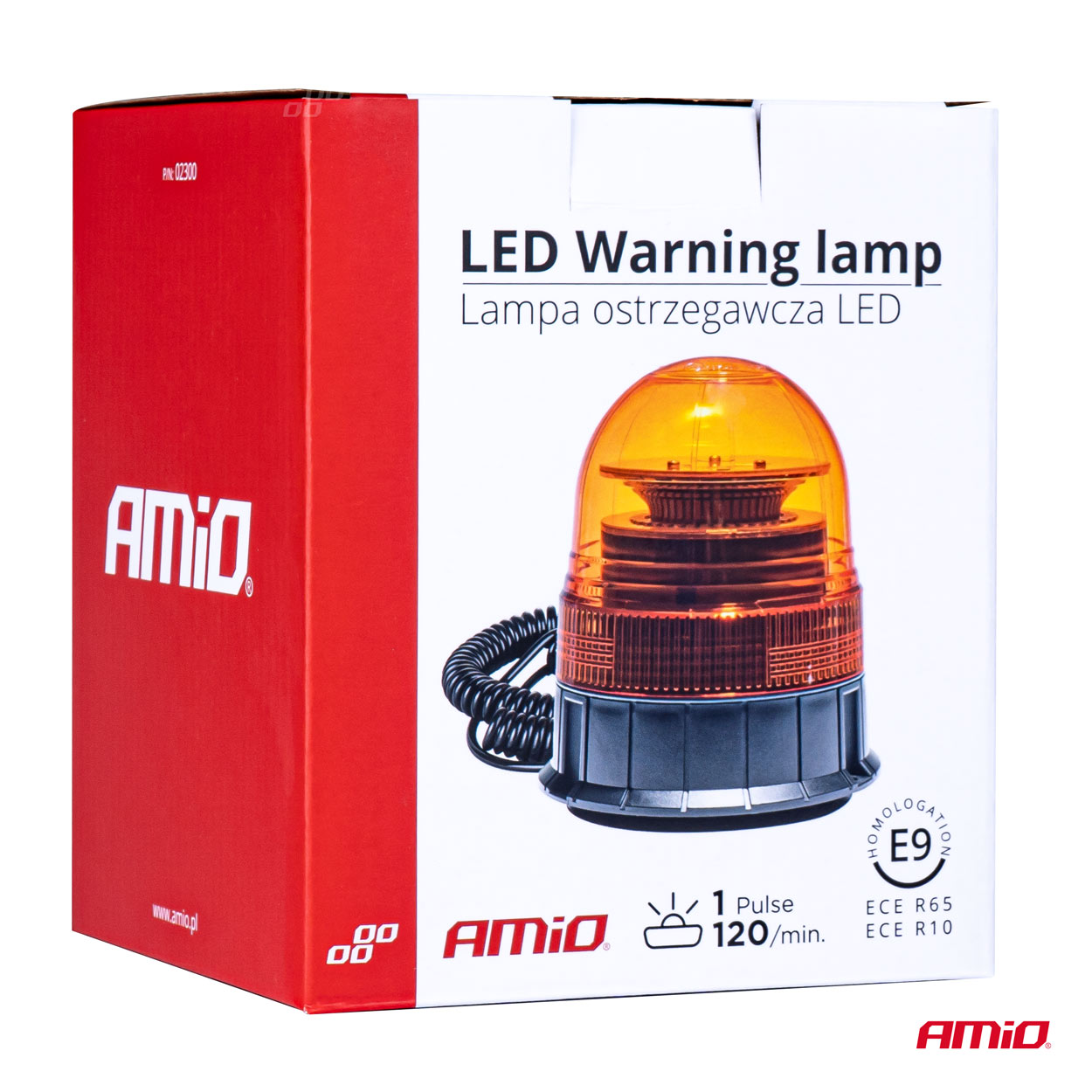 AMiO - Výstražný maják W02M magnetický R65 R10 39LED 12 / 24V IP56