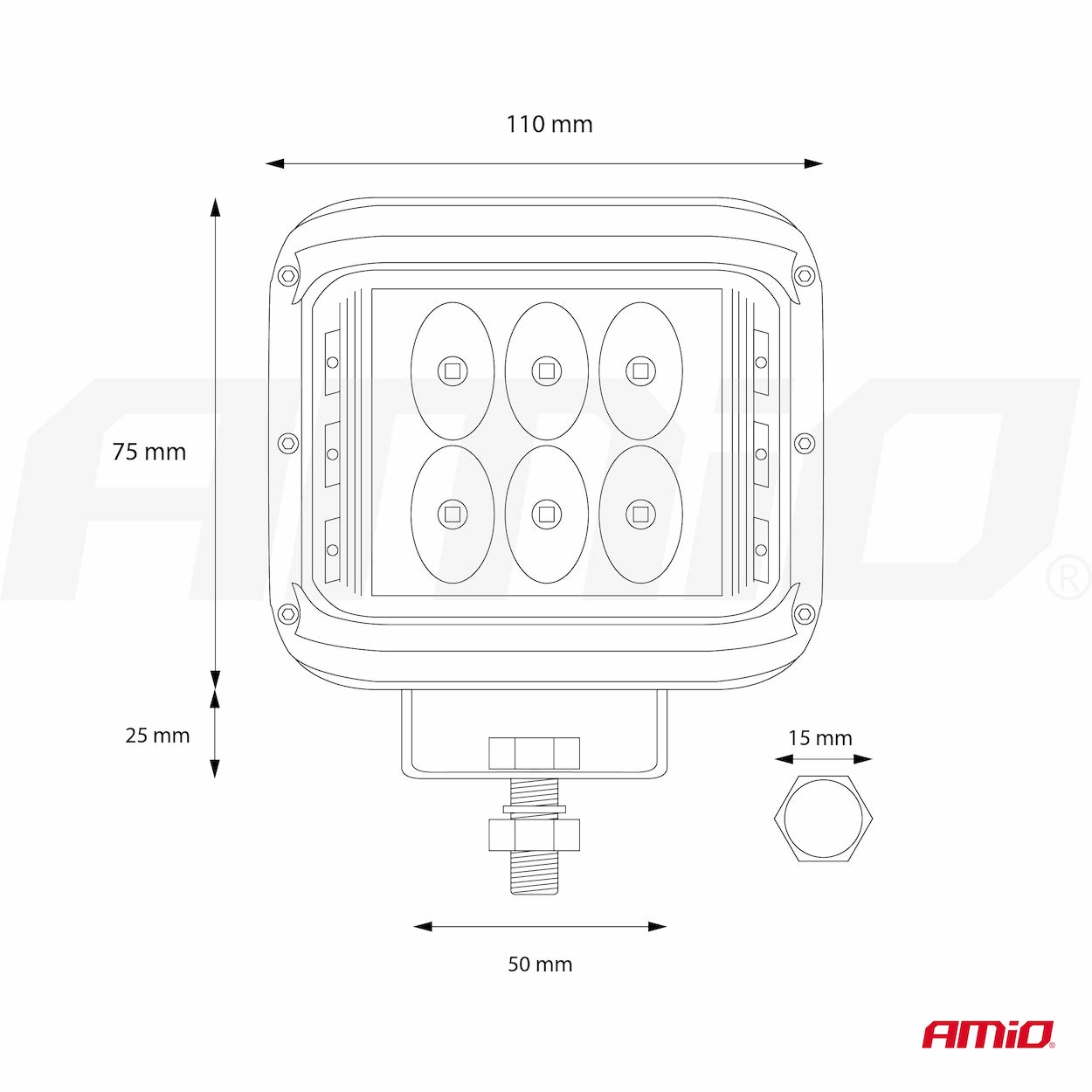 AMiO - LED pracovné svetlo 12 LED (2 funkcie)- AWL08