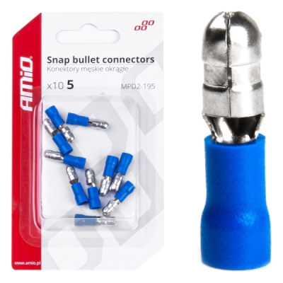 AMiO - Elektrický konektor – valcový kolík 5mm 1.5-.25mm2 15A 10ks