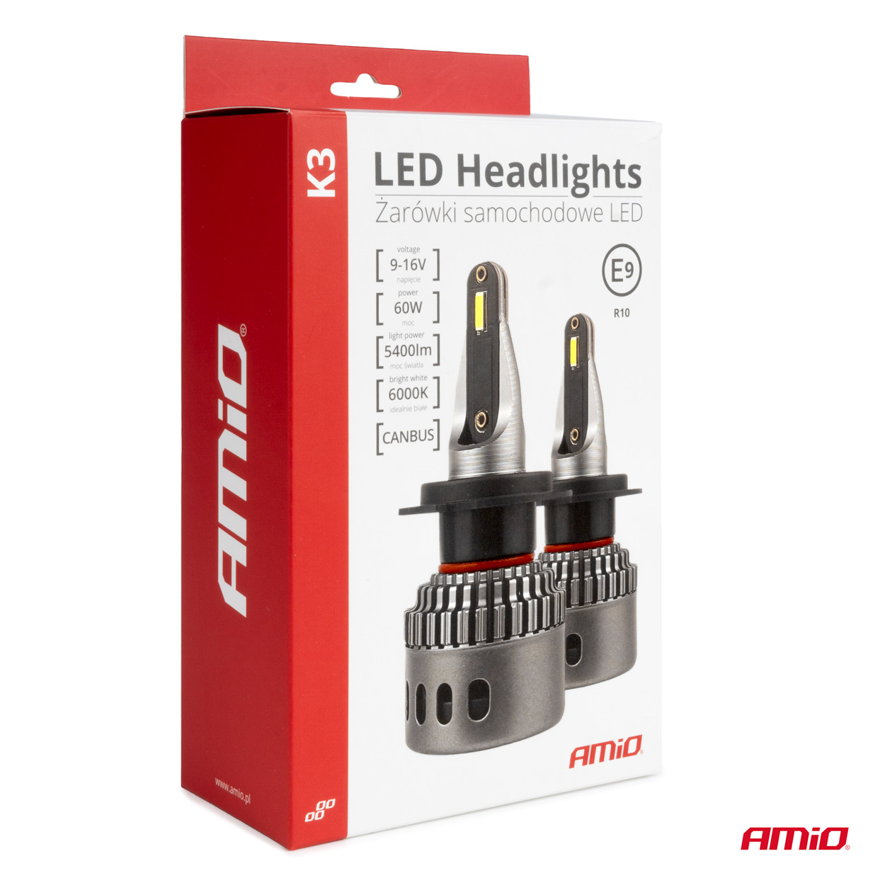 AMiO - LED žiarovky hlavného svietenia K3 H3 12V 6000K canbus