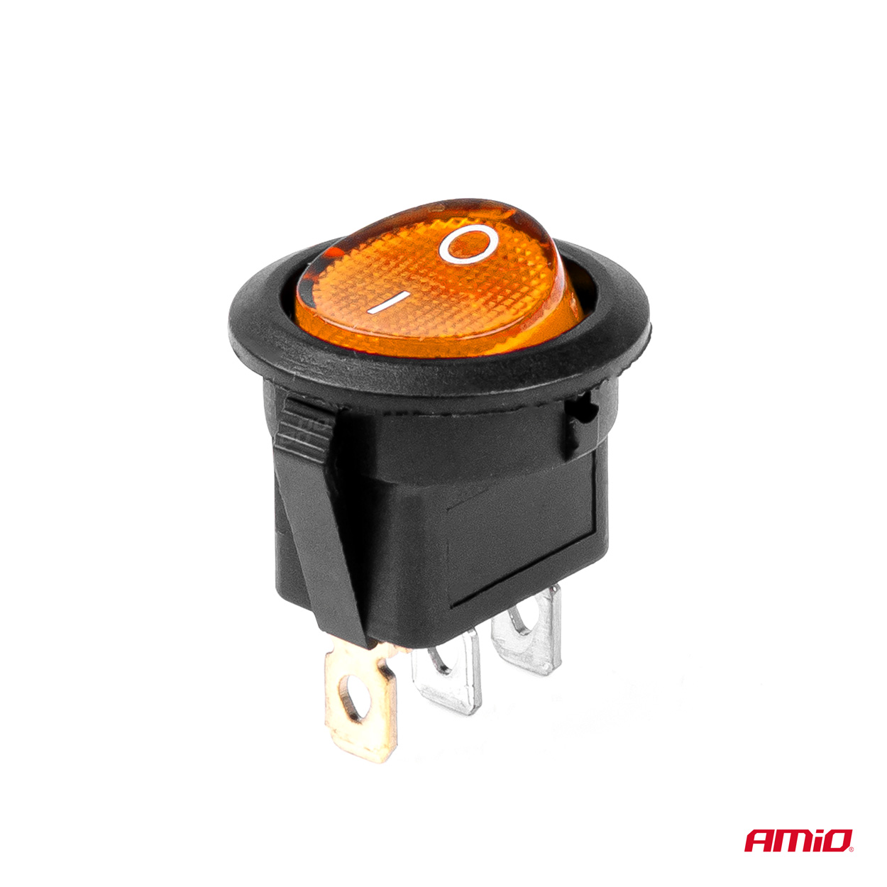 AMiO - Prepínač kolískový okrúhly s žltým podsvietením
