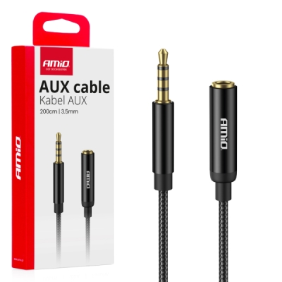 AMiO - Kábel predlžovací AUX Mini Jack 3,5mm samec na 3,5mm samica 2M
