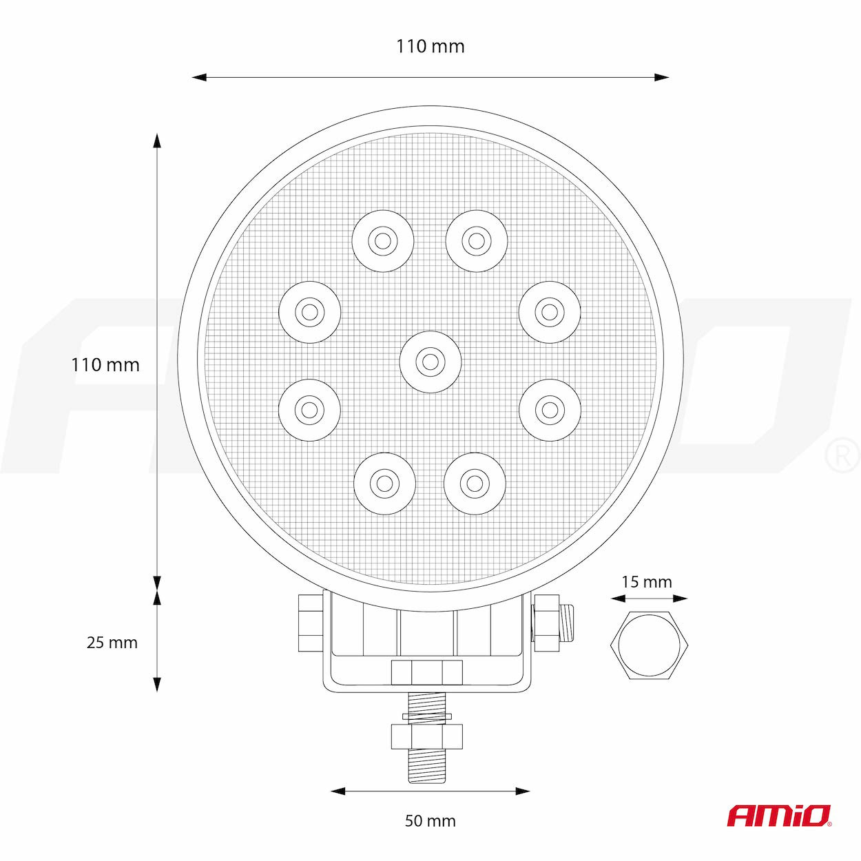 AMiO - Pracovné LED svetlo AWL06 9 LED FLOOD 9-36V