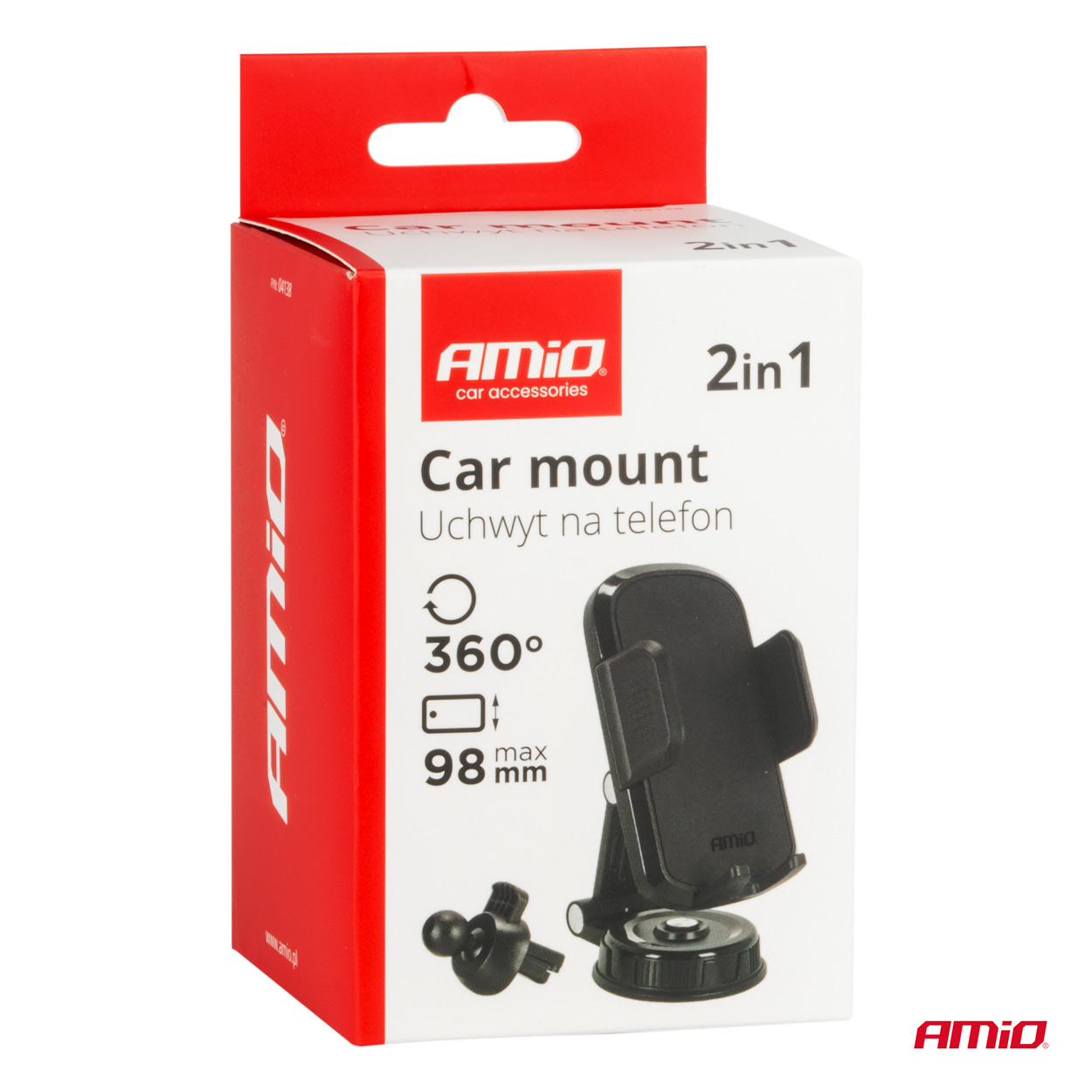 AMiO - Držiak telefónu na palubnú dosku ventilačný otvor otočný