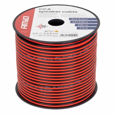 AMiO - Vodič reproduktora dvojžilový CCA 2x1.5mm2 100m 7.5A