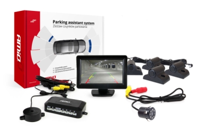 AMiO - Parkovací asistent TFT01 4,3" s kamerou HD-307-IR 4-senzorové čierne Truck