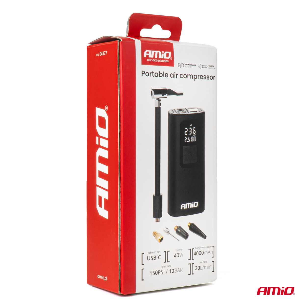 AMiO - Bezdrôtový vzduchový kompresor LED USB-C 40W
