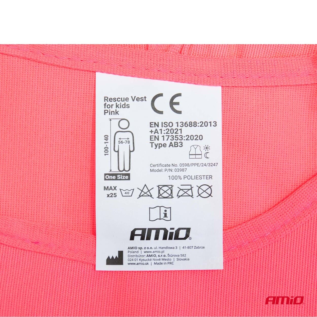 AMiO - Reflexná vesta detská ružová