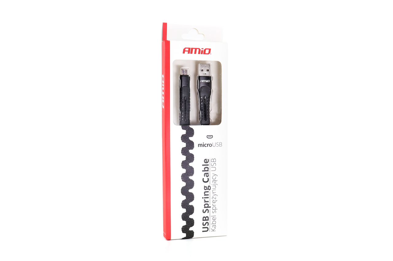 AMiO - Kábel micro USB pružinový 120CM U-12