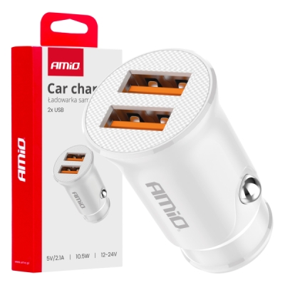 AMiO - Nabíjačka do auta 2x USB-A 2.1A 12/24V