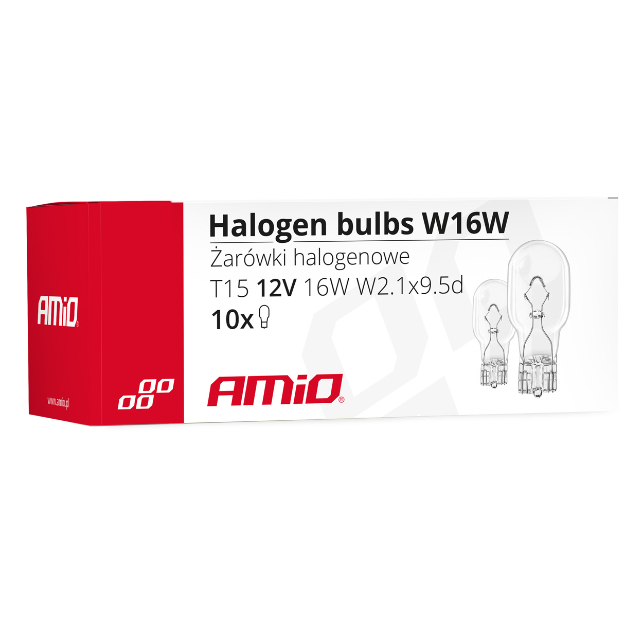 AMiO - Halogénové žiarovky T15 W16W W2.1x9.5d 12V 10ks