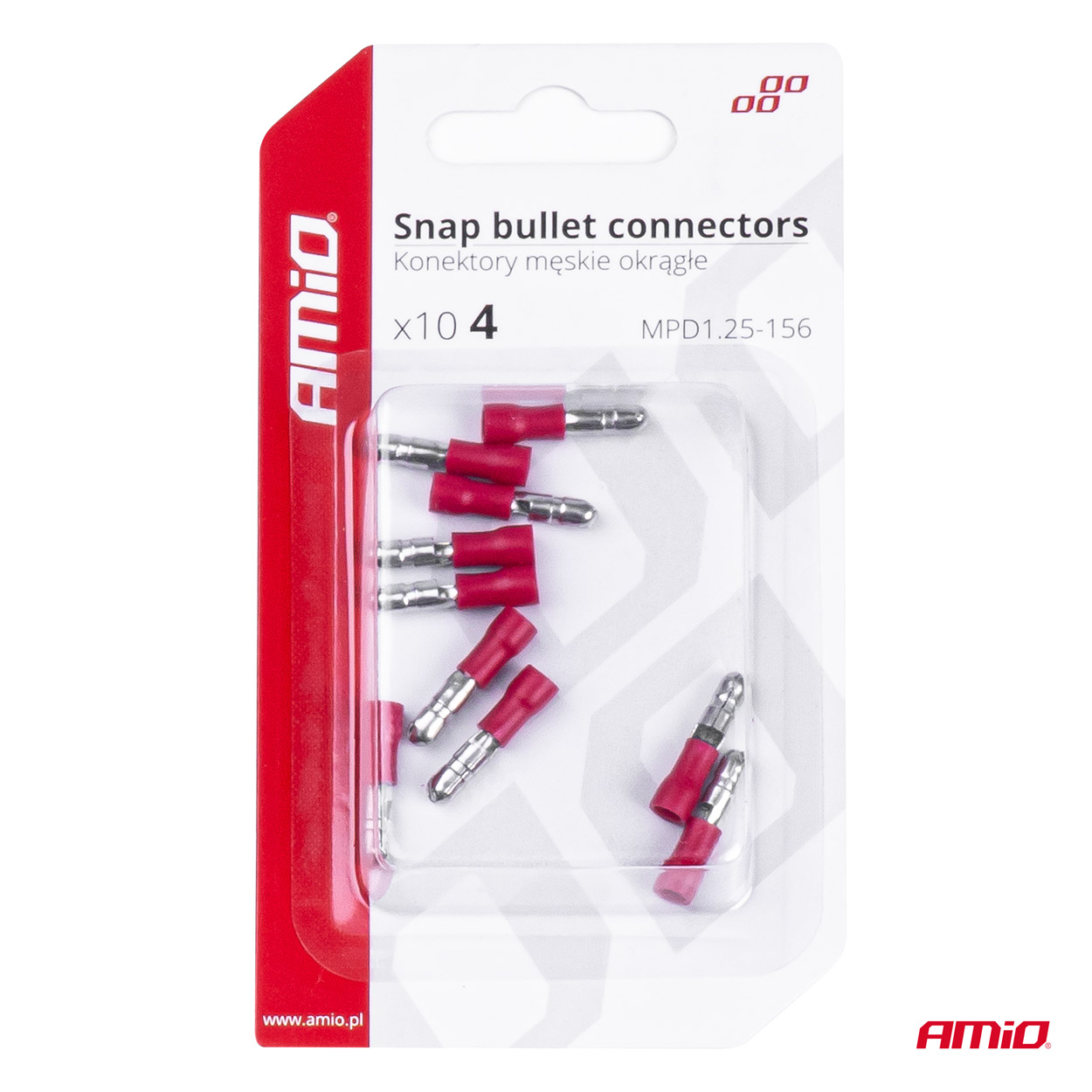 AMiO - Elektrický konektor – kolík valcový 4mm 0.5-1.5mm2 10A 10ks