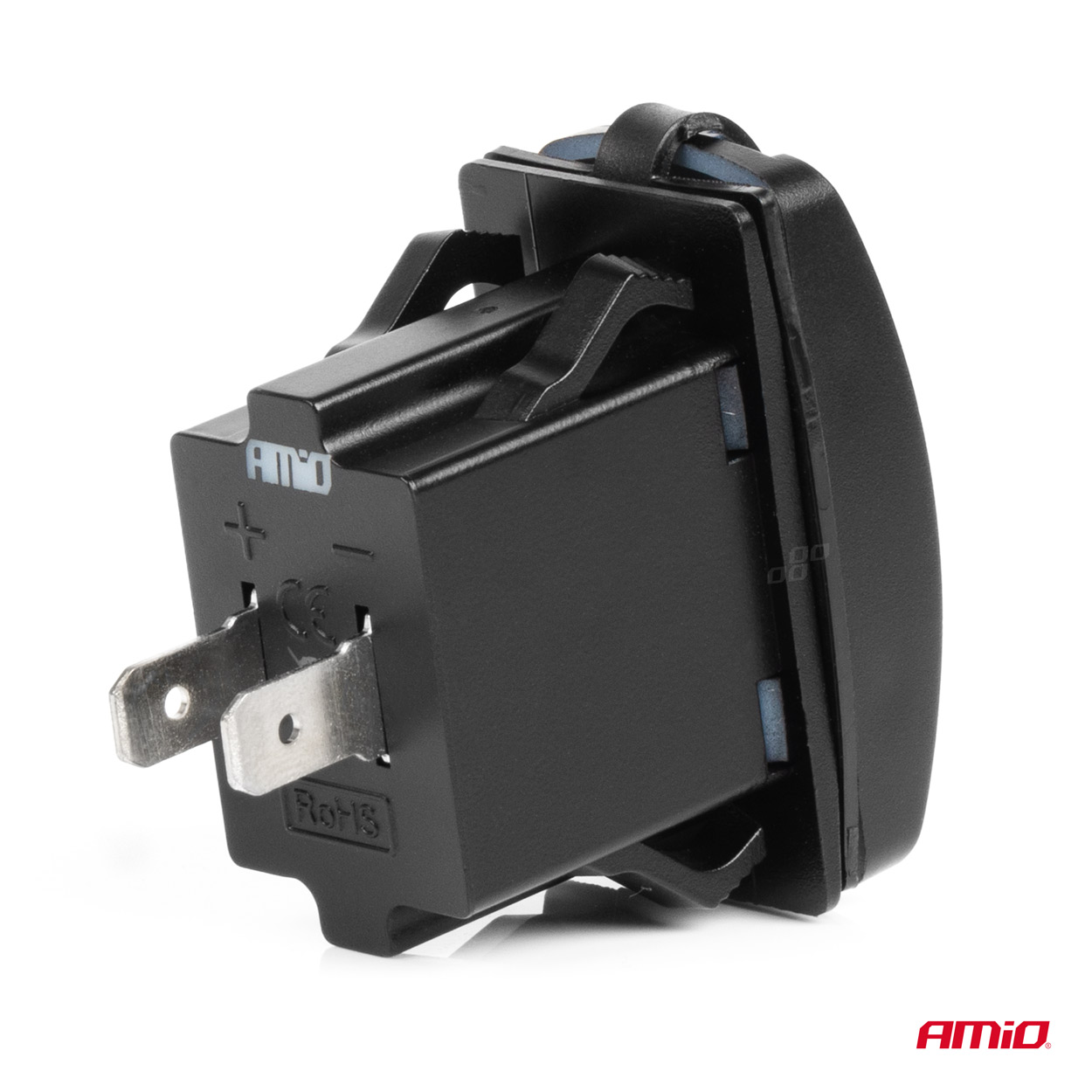 AMiO - Vodotesná nabíjačka na telefón v tvare lode s ČERVENÝM LED podsvietením USB + USB C QC3.0 12/24V