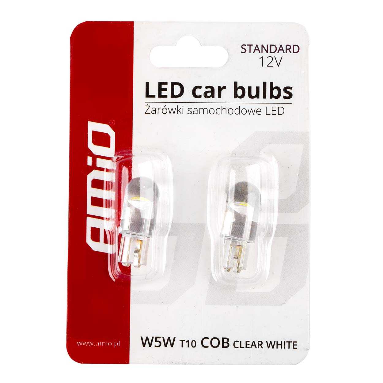 AMiO - LED žiarovky STANDARD T10 W5W COB HPC 12V Clear white