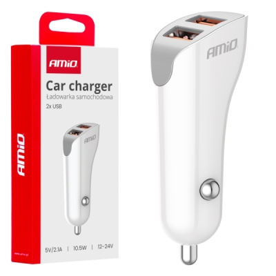 AMiO - Nabíjačka do auta 2x USB-A 2.1A 12/24V