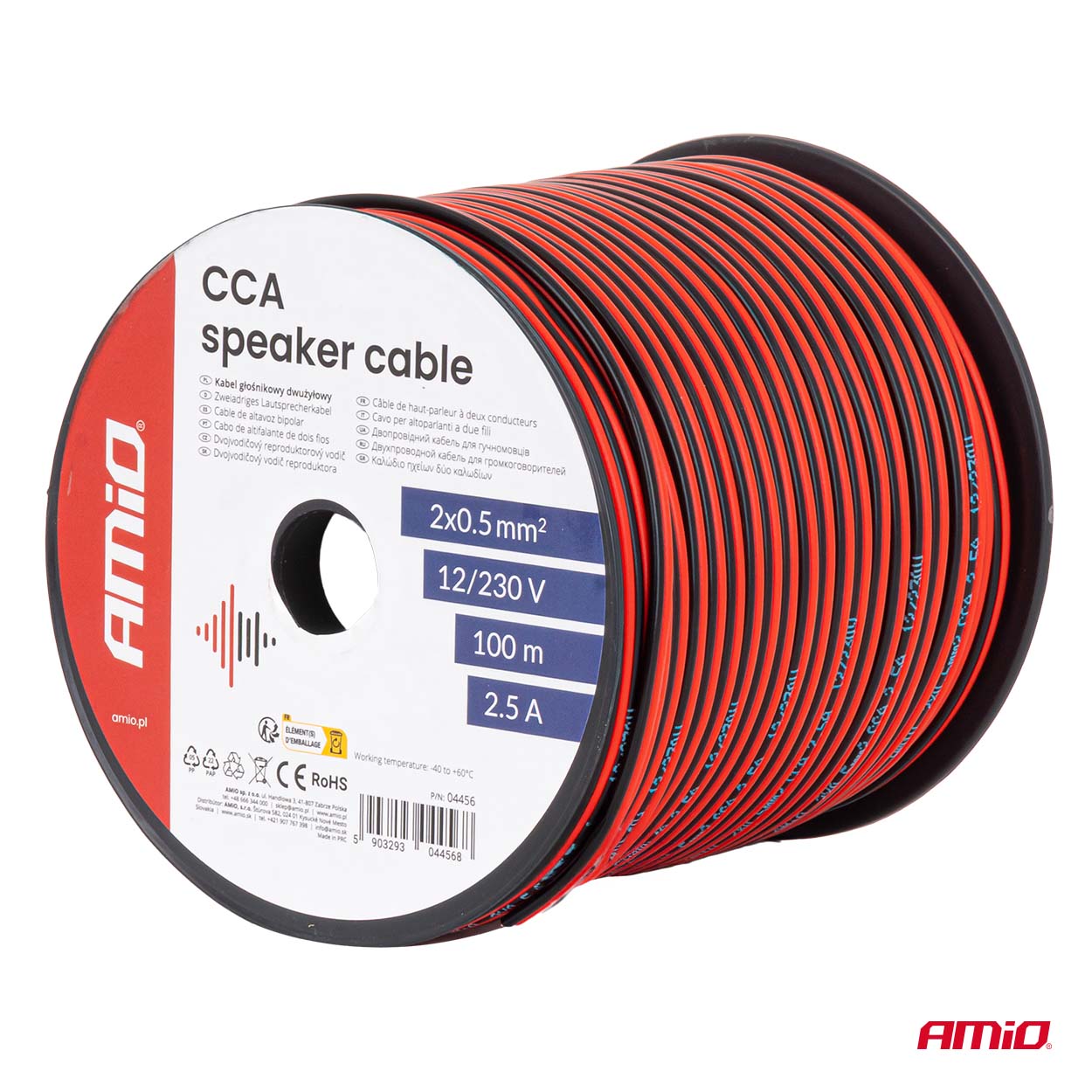 AMiO - Vodič reproduktora dvojžilový CCA 2x0.5mm2 100m 2.5A